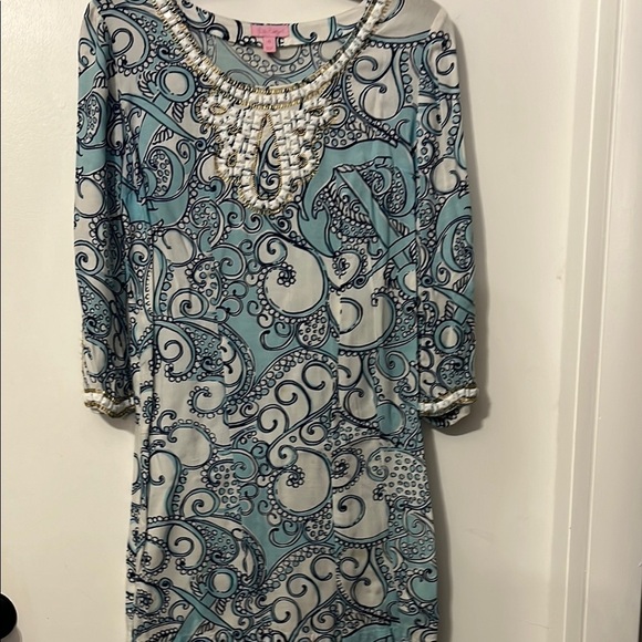 Lilly Pulitzer Blue and White Paisley Sheath Dress Size XS - Picture 8 of 9